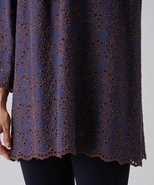 Leilian / レリアン シャツ・ブラウス | アイレットレース8分袖オーバーブラウス | 詳細10