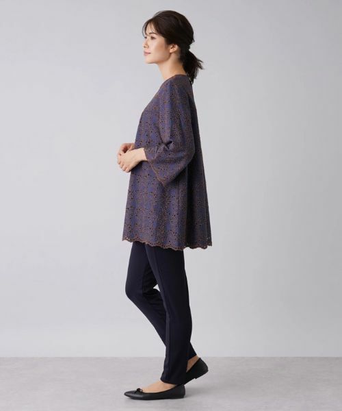 Leilian / レリアン シャツ・ブラウス | アイレットレース8分袖オーバーブラウス | 詳細2