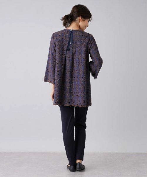 Leilian / レリアン シャツ・ブラウス | アイレットレース8分袖オーバーブラウス | 詳細3