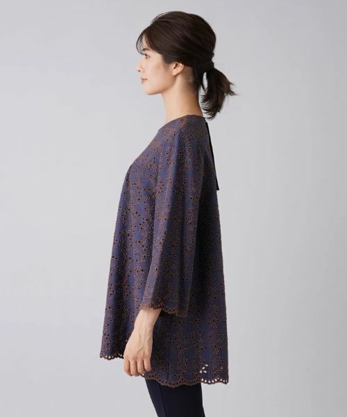 Leilian / レリアン シャツ・ブラウス | アイレットレース8分袖オーバーブラウス | 詳細5