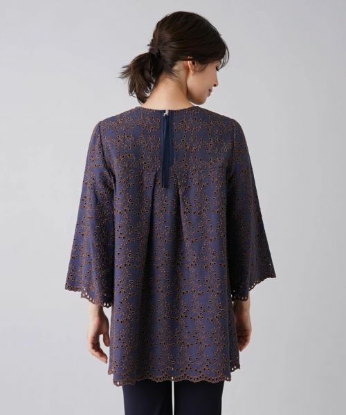Leilian / レリアン シャツ・ブラウス | アイレットレース8分袖オーバーブラウス | 詳細6