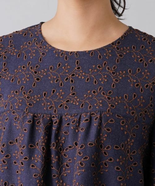 Leilian / レリアン シャツ・ブラウス | アイレットレース8分袖オーバーブラウス | 詳細7