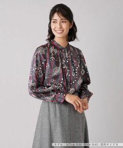 Leilian / レリアン シャツ・ブラウス | 総柄プリントバンドカラーブラウス【ROCHAS Premiere】【RATTI】