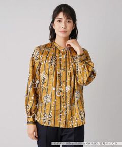 Leilian / レリアン シャツ・ブラウス | 総柄プリントバンドカラーブラウス【ROCHAS Premiere】【RATTI】