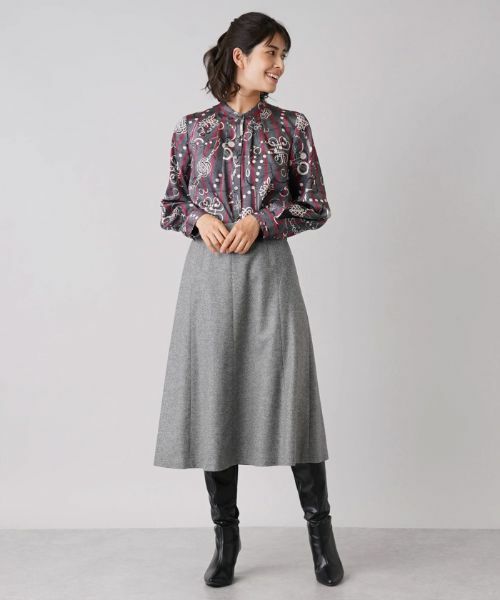 Leilian / レリアン シャツ・ブラウス | 総柄プリントバンドカラーブラウス【ROCHAS Premiere】【RATTI】 | 詳細12