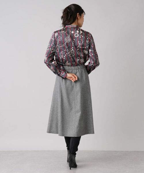 Leilian / レリアン シャツ・ブラウス | 総柄プリントバンドカラーブラウス【ROCHAS Premiere】【RATTI】 | 詳細14