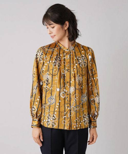 Leilian / レリアン シャツ・ブラウス | 総柄プリントバンドカラーブラウス【ROCHAS Premiere】【RATTI】 | 詳細4