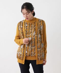 Leilian / レリアン カーディガン・ボレロ | プリント切替Vネックカーディガン【ROCHAS Premiere】【RATTI】