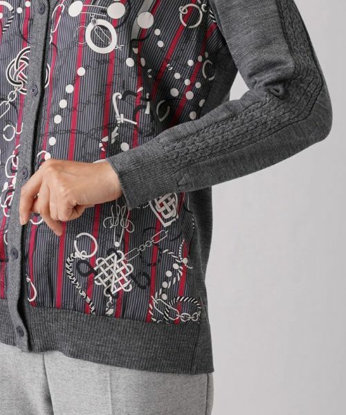 Leilian / レリアン カーディガン・ボレロ | プリント切替Vネックカーディガン【ROCHAS Premiere】【RATTI】 | 詳細10