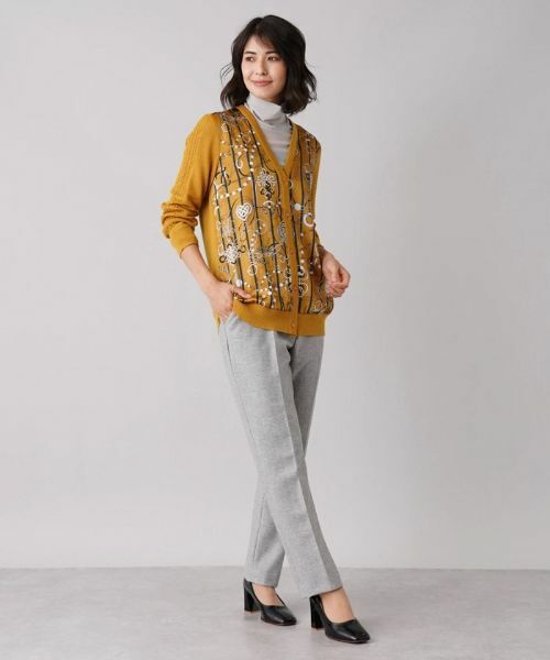 Leilian / レリアン カーディガン・ボレロ | プリント切替Vネックカーディガン【ROCHAS Premiere】【RATTI】 | 詳細12