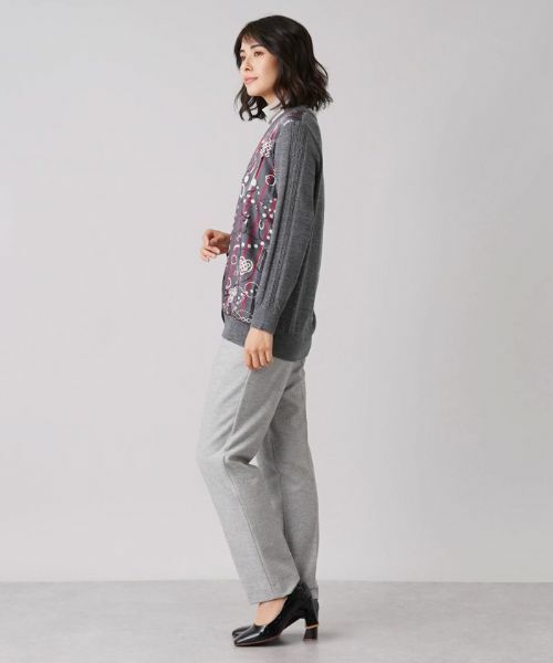 Leilian / レリアン カーディガン・ボレロ | プリント切替Vネックカーディガン【ROCHAS Premiere】【RATTI】 | 詳細3