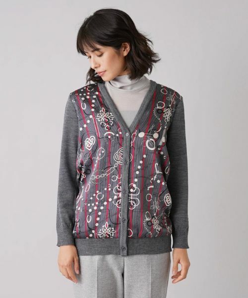 Leilian / レリアン カーディガン・ボレロ | プリント切替Vネックカーディガン【ROCHAS Premiere】【RATTI】 | 詳細5