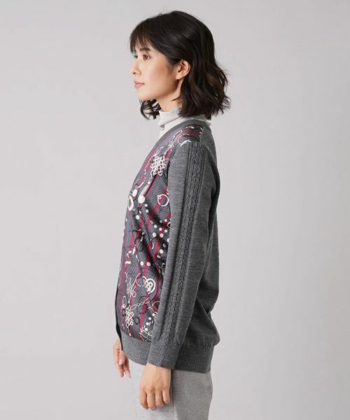 Leilian / レリアン カーディガン・ボレロ | プリント切替Vネックカーディガン【ROCHAS Premiere】【RATTI】 | 詳細6