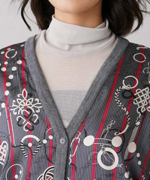 Leilian / レリアン カーディガン・ボレロ | プリント切替Vネックカーディガン【ROCHAS Premiere】【RATTI】 | 詳細8