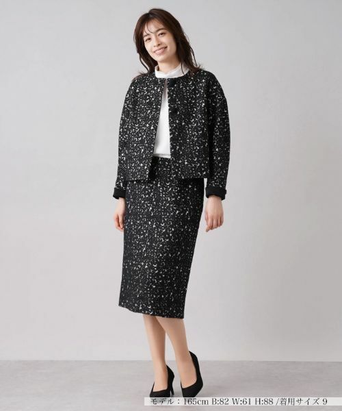 Leilian / レリアン テーラードジャケット | 織柄ノーカラージャケット | 詳細1