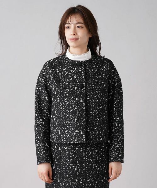 Leilian / レリアン テーラードジャケット | 織柄ノーカラージャケット | 詳細4