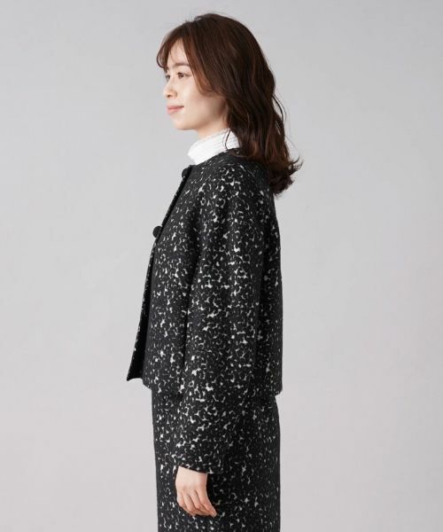 Leilian / レリアン テーラードジャケット | 織柄ノーカラージャケット | 詳細5