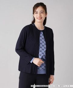 Leilian / レリアン シャツ・ブラウス | リブ×プリーツ切替カーディガン