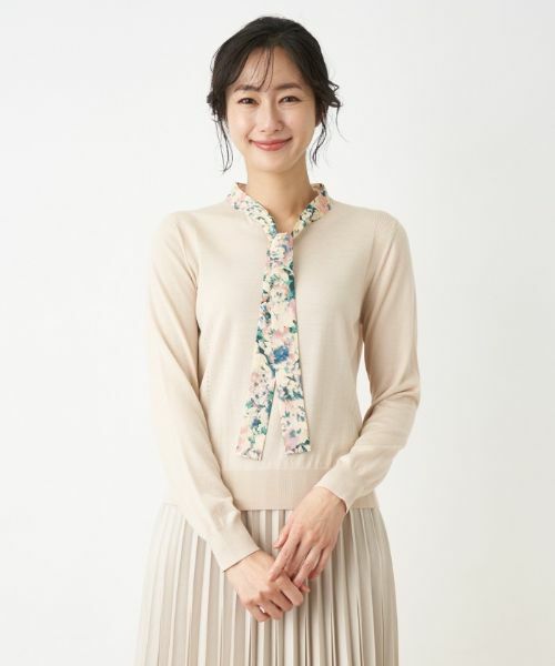 Leilian / レリアン ニット・セーター | ボタニカル柄ボウタイニット | 詳細1