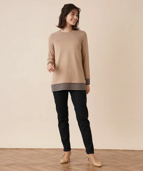 Leilian / レリアン ニット・セーター | ボーダー切替クルーネックニット | 詳細1