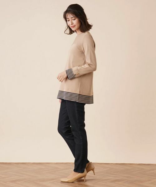 Leilian / レリアン ニット・セーター | ボーダー切替クルーネックニット | 詳細2