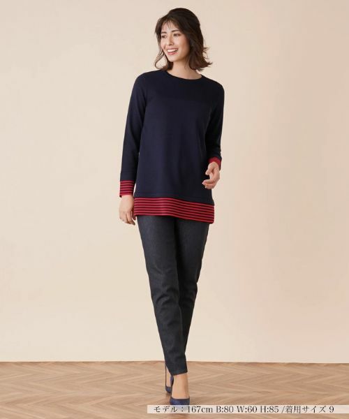 Leilian / レリアン ニット・セーター | ボーダー切替クルーネックニット | 詳細4