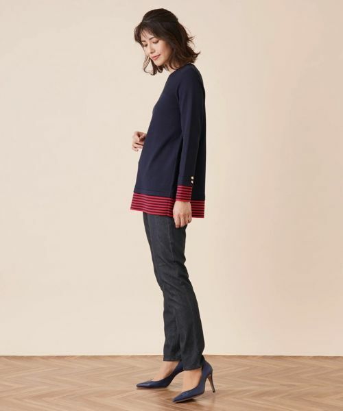 Leilian / レリアン ニット・セーター | ボーダー切替クルーネックニット | 詳細5