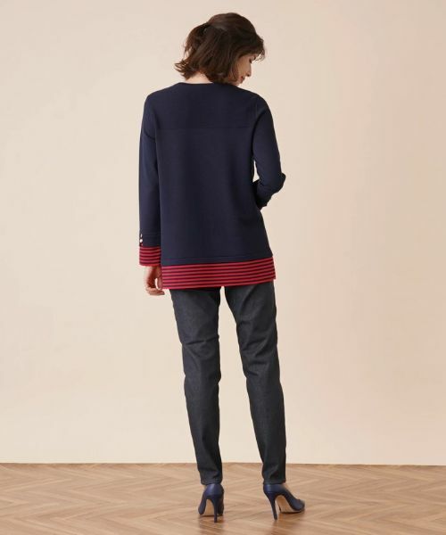 Leilian / レリアン ニット・セーター | ボーダー切替クルーネックニット | 詳細6