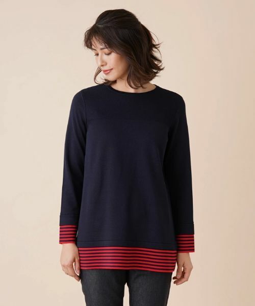 Leilian / レリアン ニット・セーター | ボーダー切替クルーネックニット | 詳細7