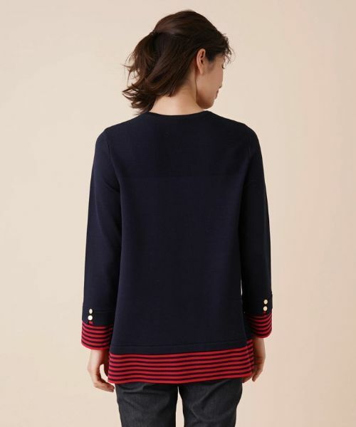 Leilian / レリアン ニット・セーター | ボーダー切替クルーネックニット | 詳細9