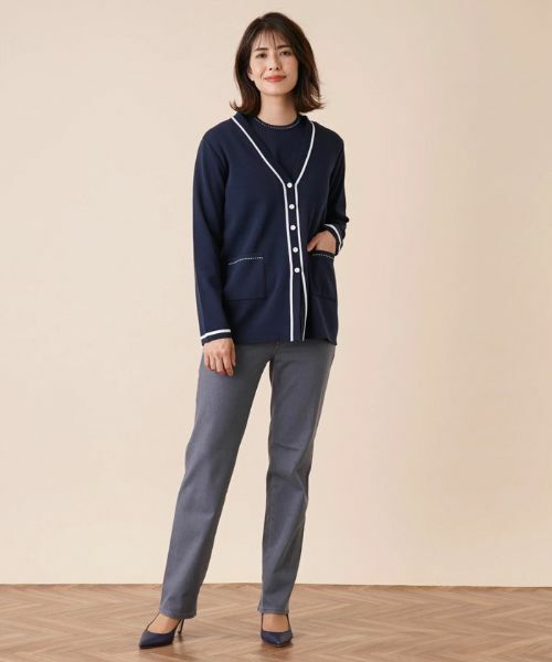 Leilian / レリアン カーディガン・ボレロ | 配色ラインVネックカーディガン | 詳細12