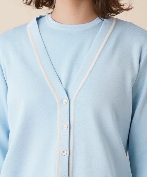 Leilian / レリアン カーディガン・ボレロ | 配色ラインVネックカーディガン | 詳細7