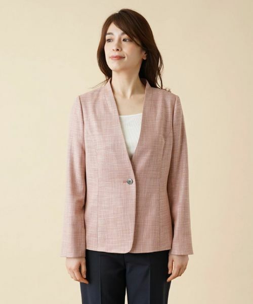 Leilian / レリアン テーラードジャケット | ノーカラージャケット【CERRUTI】 | 詳細4