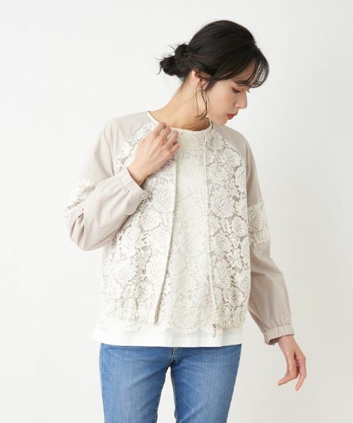Leilian / レリアン その他アウター | レースノーカラージップジャケット | 詳細2
