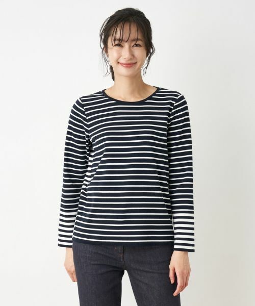 Leilian / レリアン ニット・セーター | ボーダー切替クルーネックニット | 詳細1