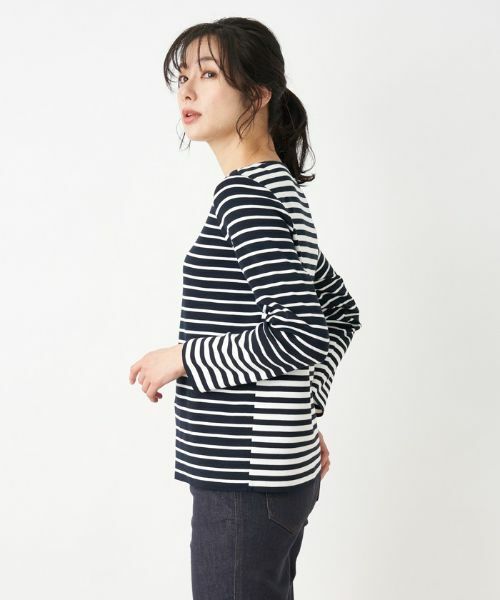 Leilian / レリアン ニット・セーター | ボーダー切替クルーネックニット | 詳細4