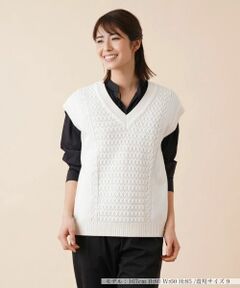 Leilian / レリアン テーラードジャケット | Vネックニットベスト