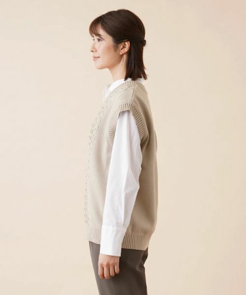 Leilian / レリアン テーラードジャケット | Vネックニットベスト | 詳細5