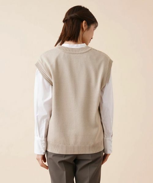 Leilian / レリアン テーラードジャケット | Vネックニットベスト | 詳細6