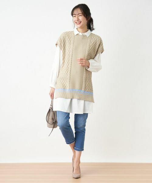 Leilian / レリアン テーラードジャケット | 【店頭人気】編地切替ニットベスト【MUSE BY ROCHAS Premiere】 | 詳細1