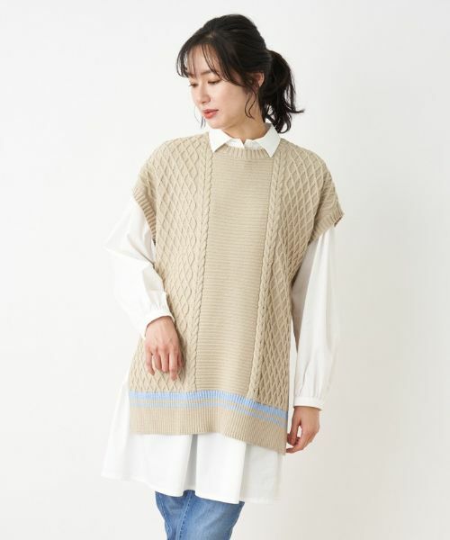 Leilian / レリアン テーラードジャケット | 【店頭人気】編地切替ニットベスト【MUSE BY ROCHAS Premiere】 | 詳細14