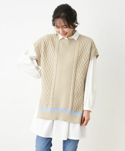 Leilian / レリアン テーラードジャケット | 【店頭人気】編地切替ニットベスト【MUSE BY ROCHAS Premiere】 | 詳細15