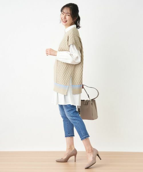 Leilian / レリアン テーラードジャケット | 【店頭人気】編地切替ニットベスト【MUSE BY ROCHAS Premiere】 | 詳細2