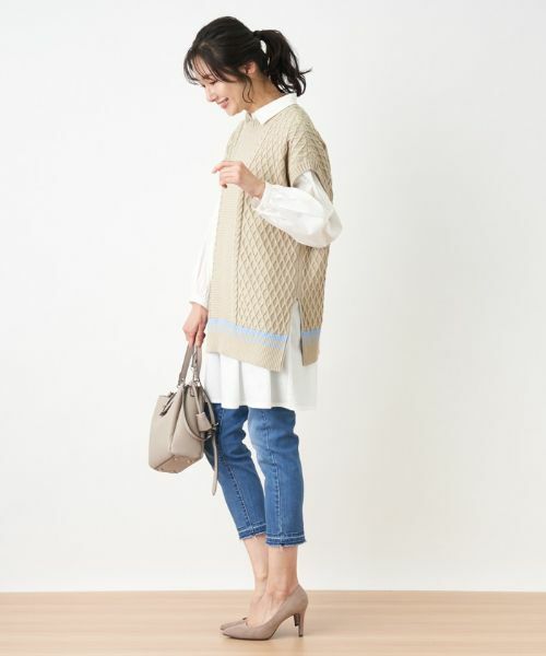 Leilian / レリアン テーラードジャケット | 【店頭人気】編地切替ニットベスト【MUSE BY ROCHAS Premiere】 | 詳細3