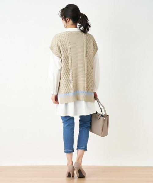 Leilian / レリアン テーラードジャケット | 【店頭人気】編地切替ニットベスト【MUSE BY ROCHAS Premiere】 | 詳細5