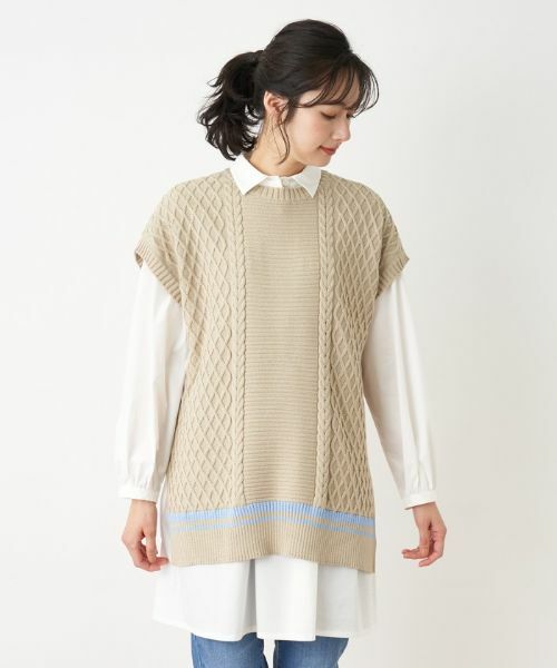 Leilian / レリアン テーラードジャケット | 【店頭人気】編地切替ニットベスト【MUSE BY ROCHAS Premiere】 | 詳細6