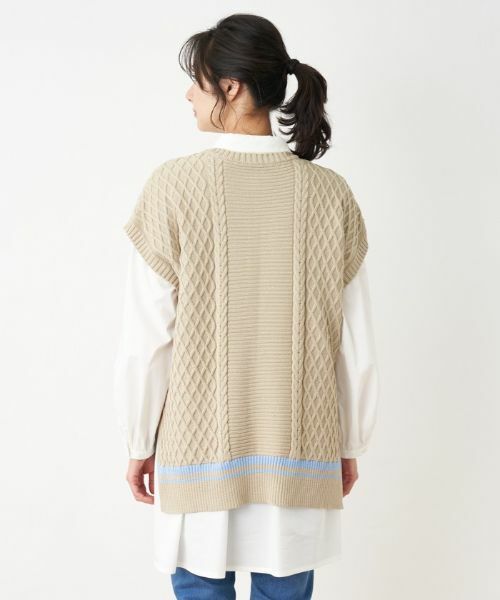 Leilian / レリアン テーラードジャケット | 【店頭人気】編地切替ニットベスト【MUSE BY ROCHAS Premiere】 | 詳細8