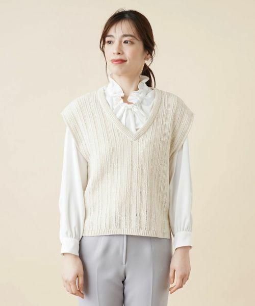 Leilian / レリアン テーラードジャケット | Vネックニットベスト | 詳細4