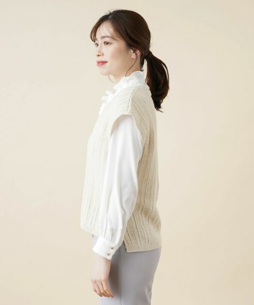 Leilian / レリアン テーラードジャケット | Vネックニットベスト | 詳細5
