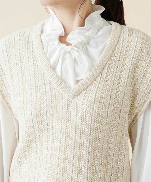 Leilian / レリアン テーラードジャケット | Vネックニットベスト | 詳細7